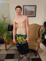 Redhead Aardon Lee busts a massive nut.