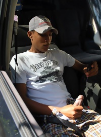 Marco wanks in his car