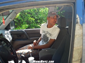 Marco wanks in his car