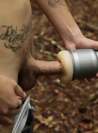 Peter Kone fucking his fleshlight out in the woods