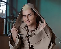 Spit-roasting clerics get down and dirty for an ass-stretching cum-pumping threesome