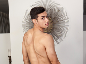 Angel Santiago busts a nut in his first gay porn movie 