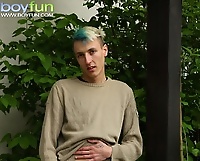 Pierced boy Jiminy masturbating outdoors