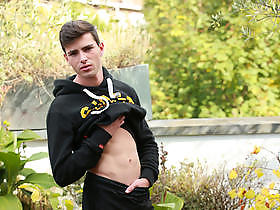 Joey Shows his Hard Uncut Cock