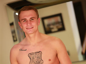 Athletic Straight Lad Charles Shows off his Great Body and Big Uncut Cock 
