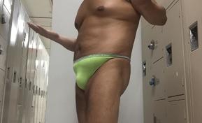 CK neon green thong YMCA